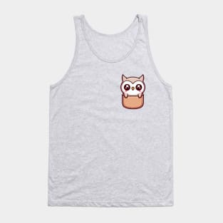 Baby Owl in Pocket Kawaii Bird Lover Tank Top